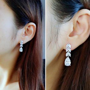 925 Sterling Silver Leave And Water Drop Earrings